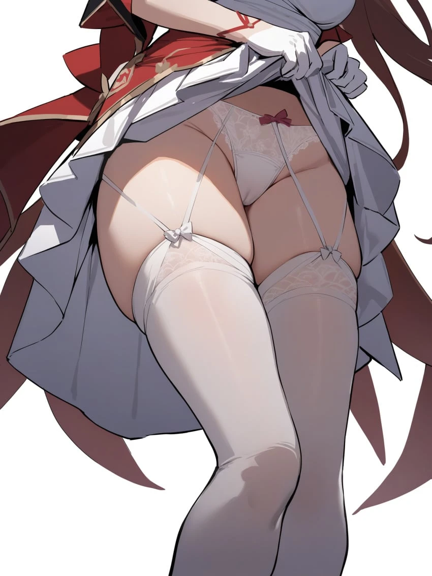 honkai: star rail, sparkle (honkai: star rail), 1girls, ass, big breasts, bra, brown hair, choker, clothing, dominant female, exhibitionism, legwear, long hair, maid, naughty face, panties, pink eyes, pussy, pussy lips, school uniform, skirt, skirt lift, teasing, thick thighs, upskirt, voluptuous, ai generated, hi res