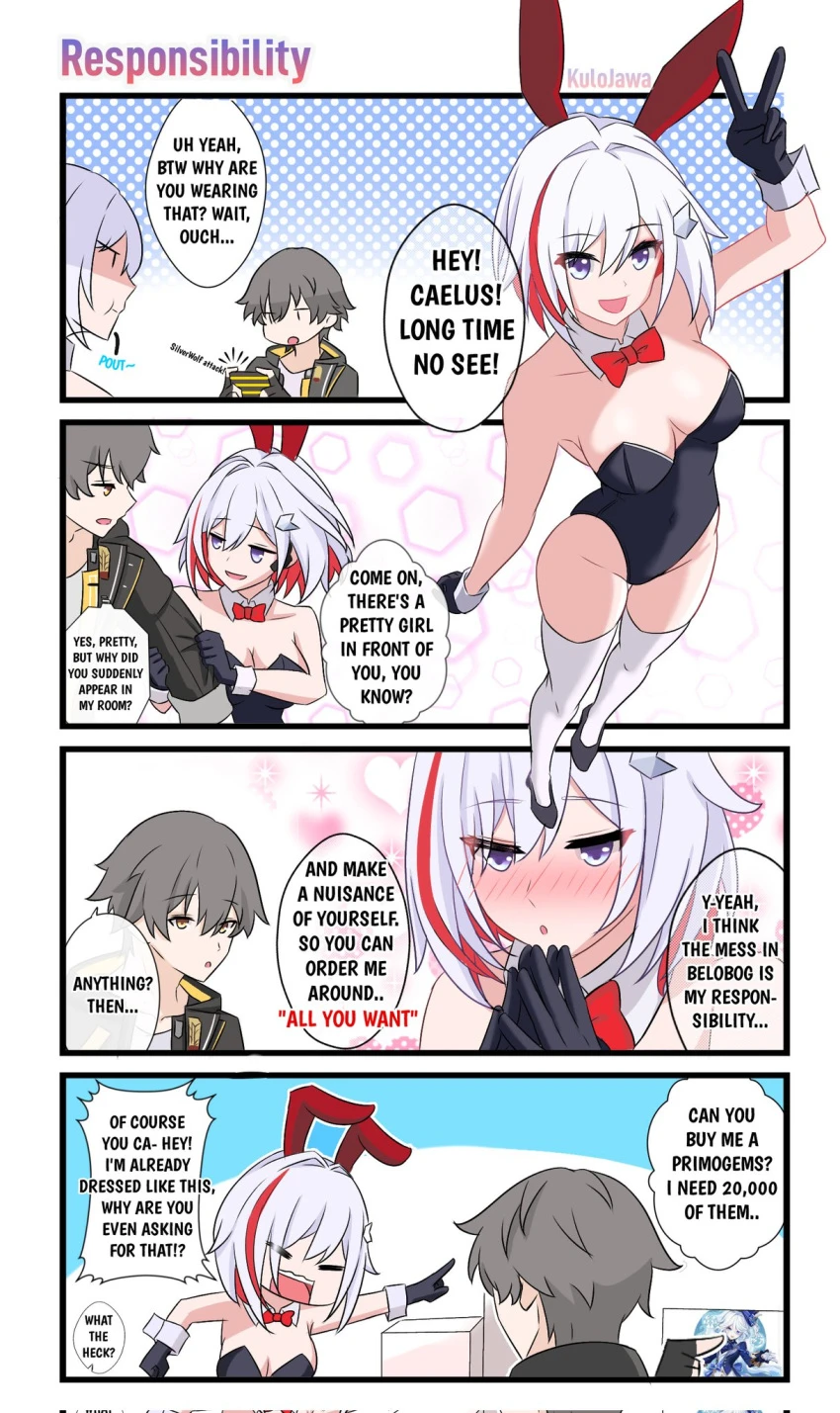 kulojawa, honkai (series), honkai: star rail, caelus (honkai: star rail), topaz (honkai: star rail), before sex, bunny ears, bunnysuit, oblivious, oblivious male, tagme