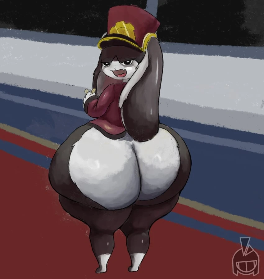 gothicc komy (artist), honkai: star rail, ass, big ass, big butt, bubble ass, bubble butt, huge ass, looking at viewer, looking back, pom-pom (honkai: star rail)shota