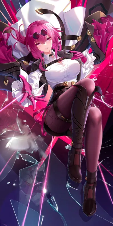 liu liaoliao, honkai: star rail, kafka (honkai: star rail), big breasts, eyewear on head, glasses, long hair, purple eyes, purple hair