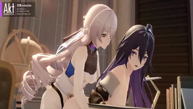 akt, honkai (series), honkai: star rail, bronya rand, seele (honkai: star rail), female, yuri, animated, tagme, video