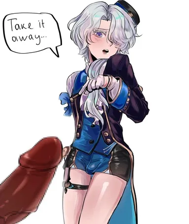 honkai: star rail, misha (honkai: star rail), blue hair, booty shorts, femboy, male, male only, penis, presenting penis, shorts, shortstack, thighs, yaoi, censored