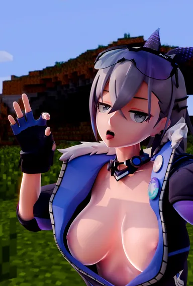 neenbeanmachine, honkai: star rail, seele (honkai: star rail), silver wolf (honkai: star rail), 2girls, areolae, breasts, female, imminent oral, implied oral, nipples, tongue, tongue out, v sign, 3d, animated, music, sound, tagme, video