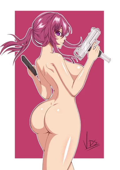 vdrawstuff, honkai: star rail, kafka (honkai: star rail), 1girls, ass, big ass, big breasts, bottomless, breasts, female, female only, gun, hair, holding gun, huge ass, huge breasts, looking back, naked, naked female, nude, nude female, ponytail, purple eyes, purple hair, solo, solo female, thighs, topless, weapon