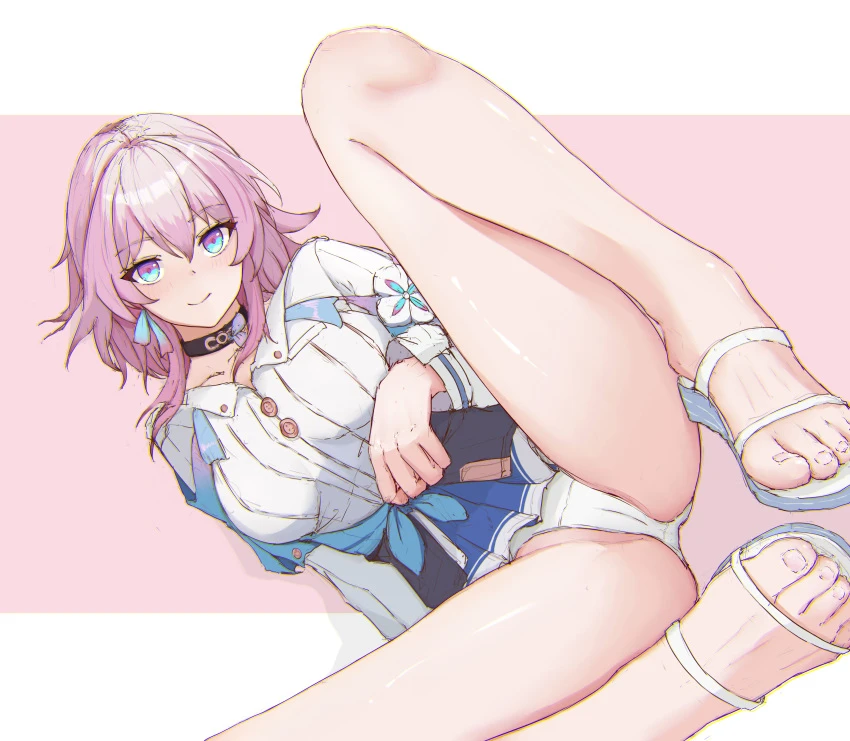 honkai: star rail, march 7th (honkai: star rail), feet, panties, pink hair