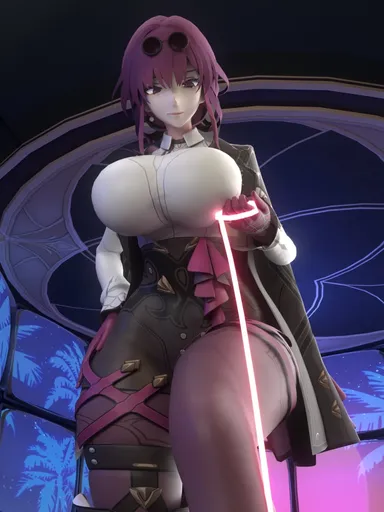 decodec, honkai: star rail, kafka (honkai: star rail), 1girls, breast expansion, dominant female, female, giantess, hourglass figure, huge breasts, large breasts, red hair, rope, thick thighs