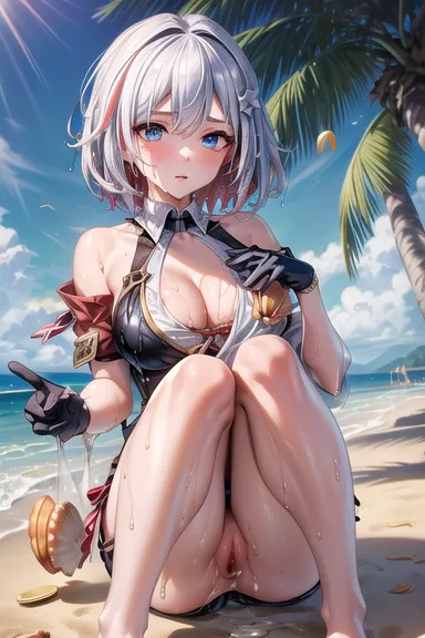 honkai: star rail, topaz (honkai: star rail), 1girls, beach, vaginal penetration, ai generated