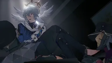 kiryuma, honkai (series), honkai: star rail, ipc grunt (honkai: star rail), sunday (honkai: star rail), gay, glowing eyes, halo, head wings, wings, yaoi, no sound, shorter than 30 seconds, tagme, video