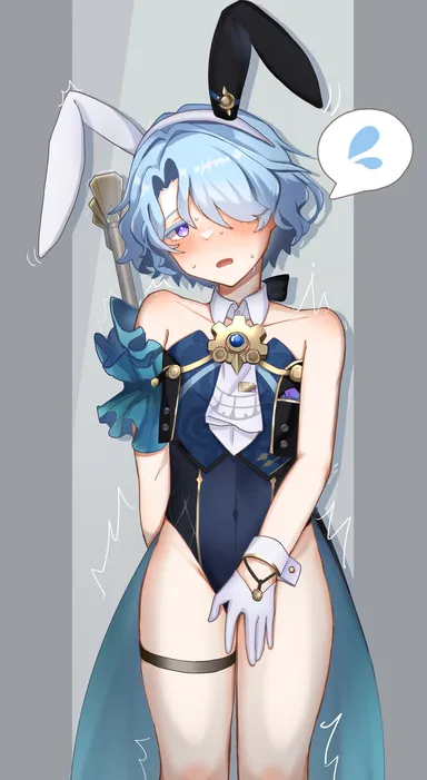 honkai: star rail, misha (honkai: star rail), bunny ears, bunnysuit, femboy, in heat, male, male only, revealing clothes, shortstack, thighs