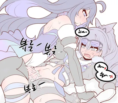 physisyoon, honkai (series), honkai: star rail, seele (honkai: star rail), silver wolf (honkai: star rail), 1futa, 1girls, ahoge, big penis, black gloves, black jacket, black shorts, blush, breasts, closed mouth, clothed, clothed sex, clothing, cum, cum in pussy, cum overflow, duo, ejaculation, erection, eyewear on head, female, fur trim, fur-trimmed jacket, futa on female, futa with female, futanari, gloves, grey eyes, grey hair, hair between eyes, human, jacket, light skin, light-skinned female, light-skinned futanari, long hair, lying, missionary, mostly clothed, multiple girls, on back, open mouth, orgasm, penis, purple eyes, purple hair, pussy, sex, shorts, simple background, sunglasses on head, vaginal penetration, white background, absurdres, bar censor, censored, highres, speech bubble