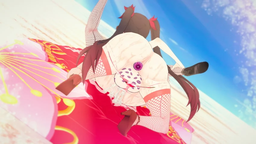 honkai (series), honkai: star rail, black swan (honkai: star rail), sparkle (honkai: star rail), beach, bikini, futa on female, futanari, koikatsu, tagme