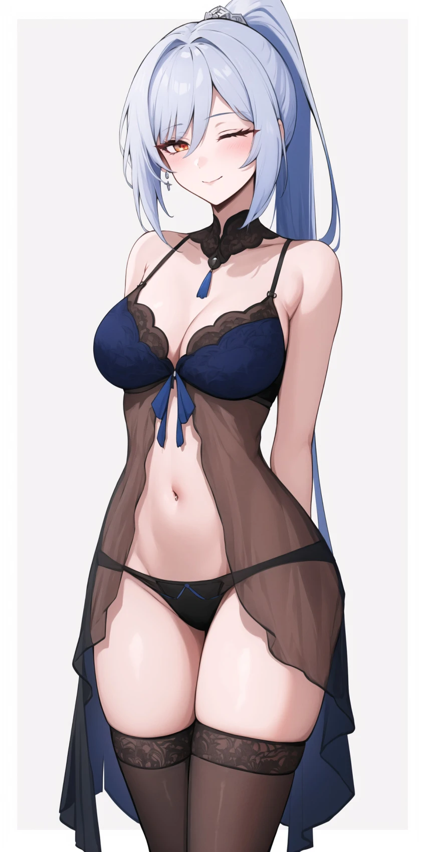 lunarheron, honkai: star rail, jingliu (honkai: star rail), babydoll, breasts, female, large breasts