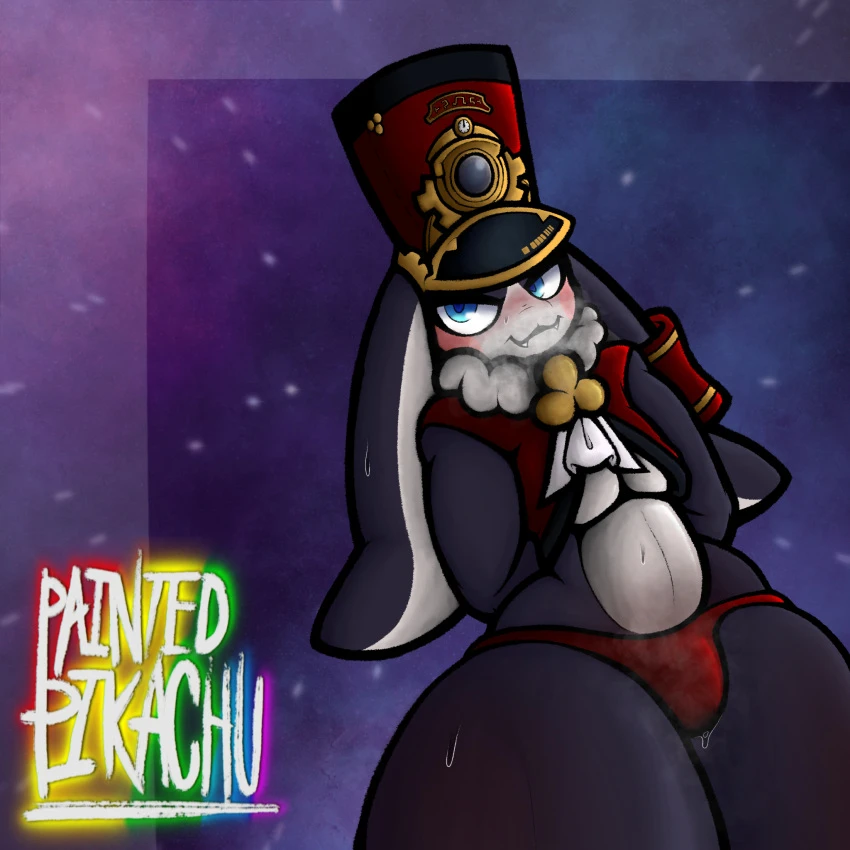 paintedpikachu, honkai: star rail, mihoyo, pom-pom (honkai: star rail), anthro, bodily fluids, lagomorph, leporid, male, mammal, musk clouds, rabbit, solo, sweat, thick thighs, 1:1, hi res