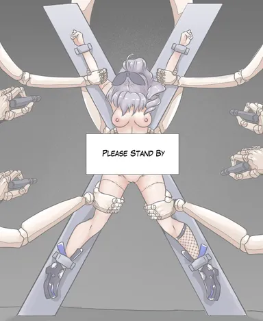 alte-rie, honkai: star rail, herta (honkai: star rail), silver wolf (honkai: star rail), amputation, bondage, crucifixion, doll joints, experiment, fear, female, filming, gag, game show, glasses, humiliation, naked, peril, quadruple amputee, robot arm, spread arms, spread legs, squeezing