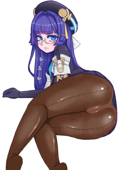 bubble (artist), honkai (series), honkai: star rail, pela (honkai: star rail), ass, blue eyes, blue hair, female, girly, glasses, hat, large ass, large butt, pantyhose, wide hips