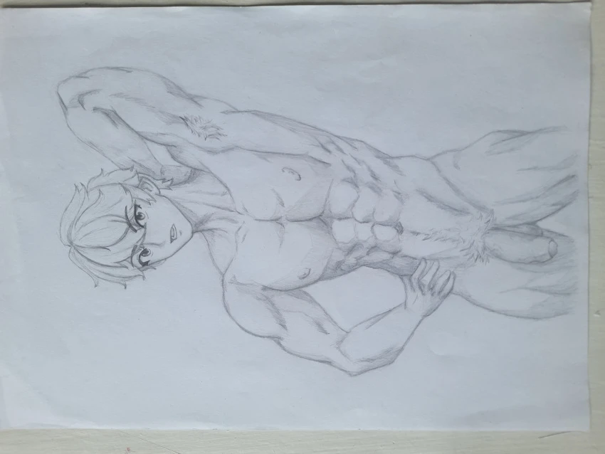 honkai: star rail, gepard (honkai: star rail), big penis, muscles, muscular, muscular male, uncut penis, sketch