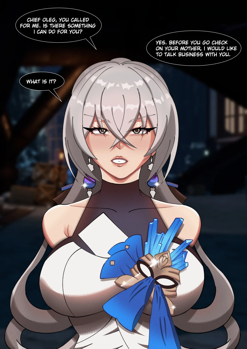 itzaysel, honkai (series), honkai: star rail, bronya rand, oleg (honkai: star rail), big breasts, clothing, grey eyes, grey hair