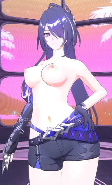 wasarky, honkai (series), honkai: star rail, hoyoverse, mihoyo, acheron (honkai: star rail), 1girls, big breasts, big nipples, blender, breasts, female, female focus, female only, girl, large breasts, long hair, looking at viewer, naked, naked female, nude, nude female, purple eyes, purple hair, solo, solo focus, 3d, 3d (artwork), blender (software)