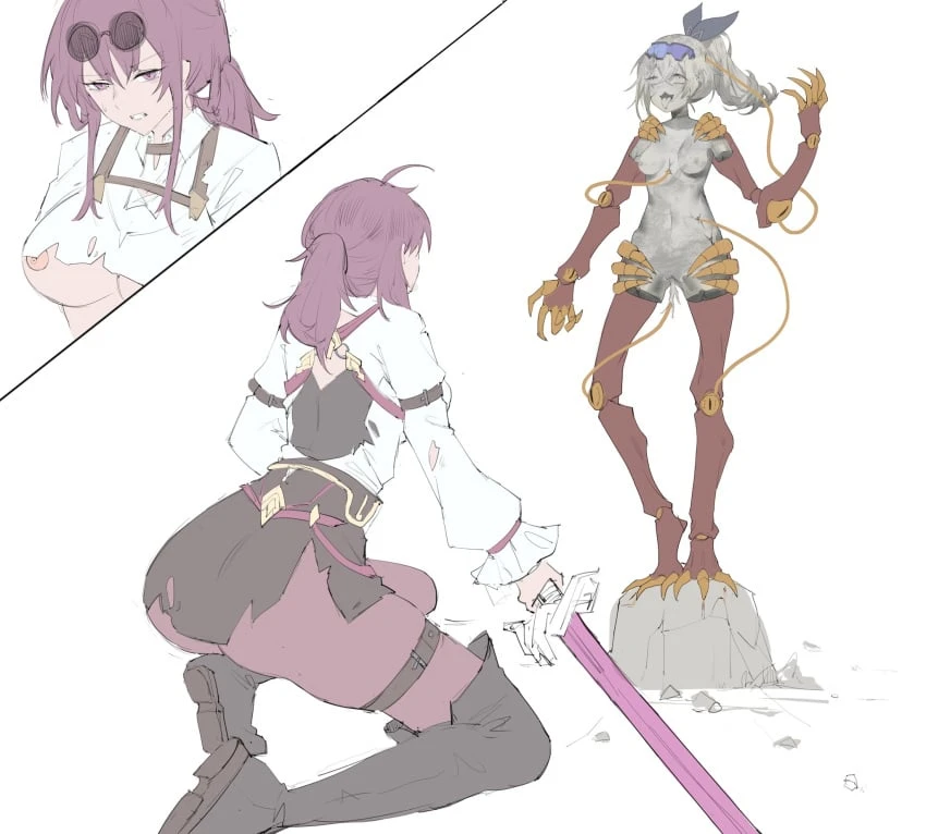 honkai: star rail, kafka (honkai: star rail), silver wolf (honkai: star rail), ahe gao, ass, breasts, claws, monster, monsterification, nipples, nude, petrification, possessed, possession, pussy, thighs, transformation, wide hips