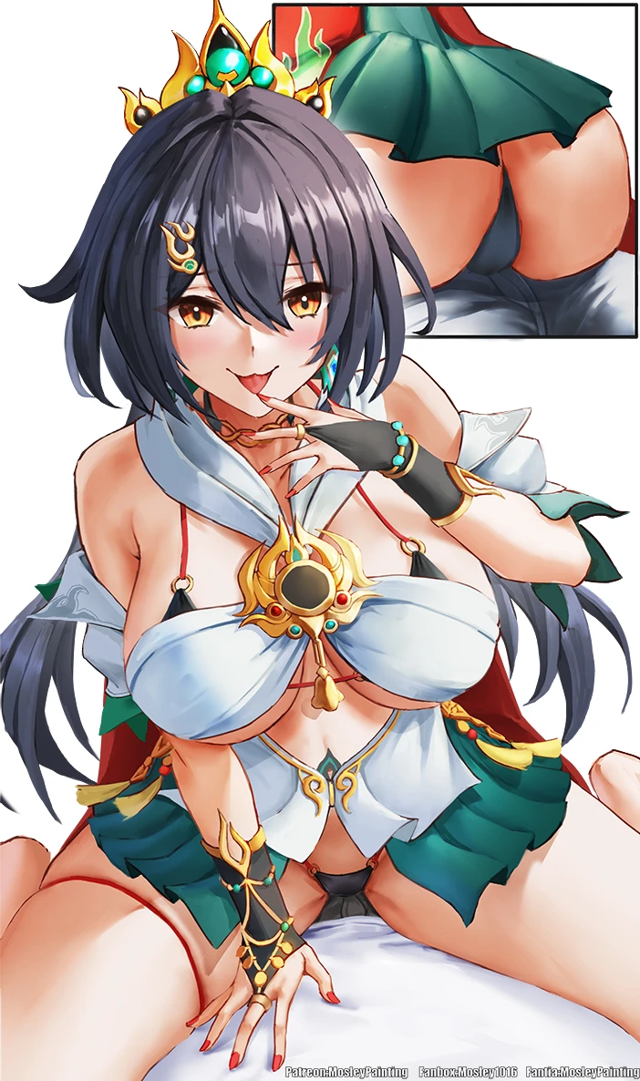 mosley (mosleyyy), honkai: star rail, yunli (honkai: star rail), big breasts, on top, pov, seductive look, underboob, underwear