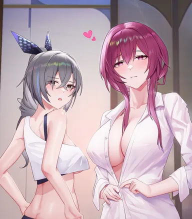 jin mu mulin, honkai: star rail, kafka (honkai: star rail), silver wolf (honkai: star rail), big breasts, breasts, cleavage, large breasts, tagme