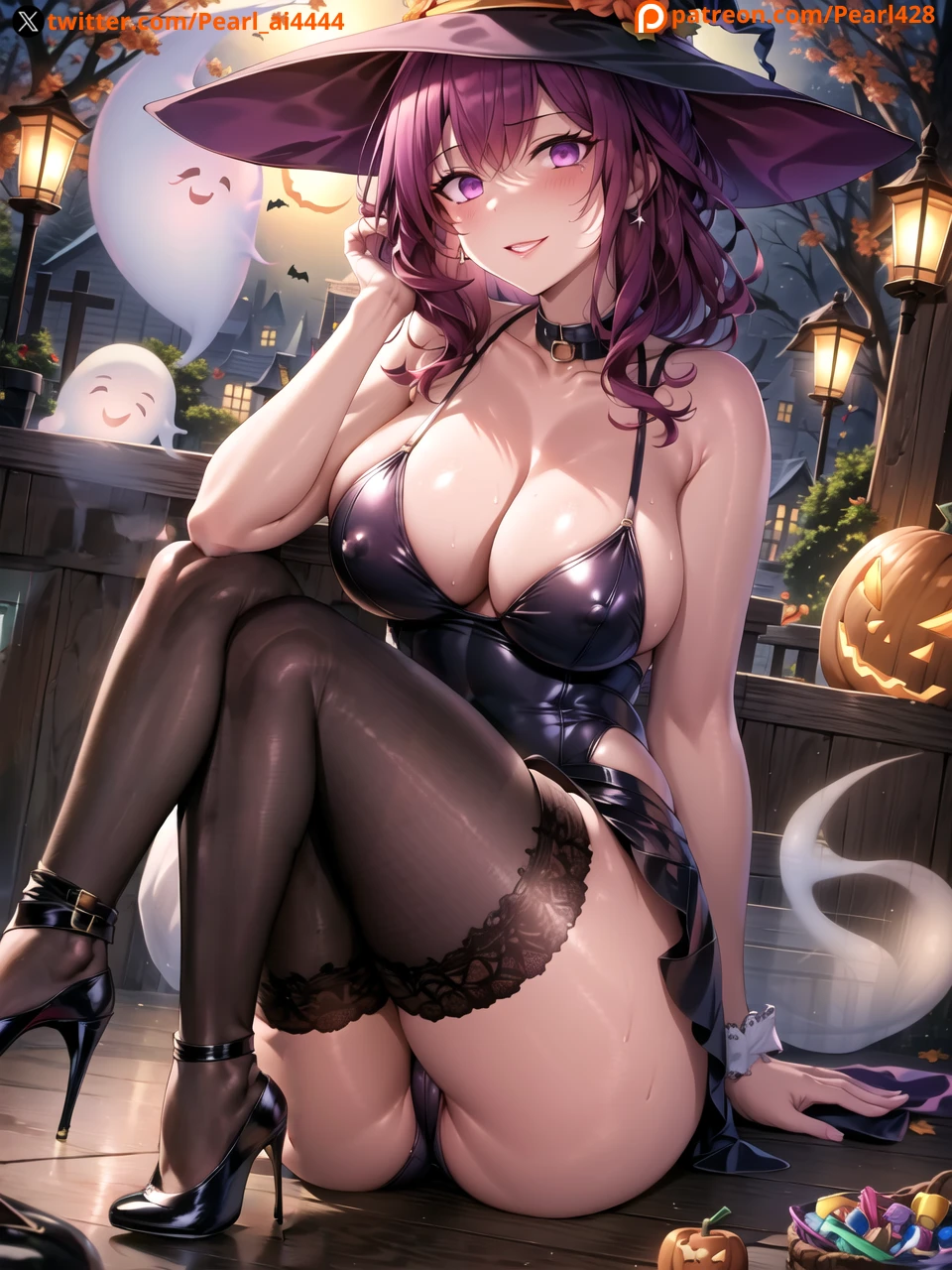 pearl428, honkai: star rail, kafka (honkai: star rail), breasts, cameltoe, costume, hat, panties, pantyshot (sitting), thighs, ai generated, hi res, high resolution, highres