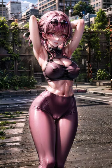 mizaraiart, stable diffusion, honkai: star rail, kafka (honkai: star rail), 1girls, armpits, arms up, cameltoe, covered nipples, eyewear on head, gym clothing, sunglasses on head, ai generated, tagme