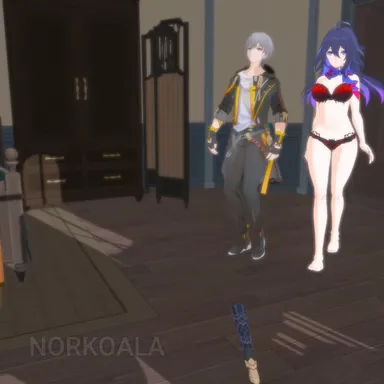 nor koala, honkai: star rail, caelus (honkai: star rail), seele (honkai: star rail), female, spread legs, vaginal penetration, 3d, animated, mp4, music, shitpost, song, sound, tagme, unity, video