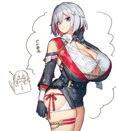 melon22, honkai: star rail, topaz (honkai: star rail), big breasts, blue eyes, breasts, cleavage, light-skinned female, skindentation, thick thighs, voluptuous, white hair, tagme