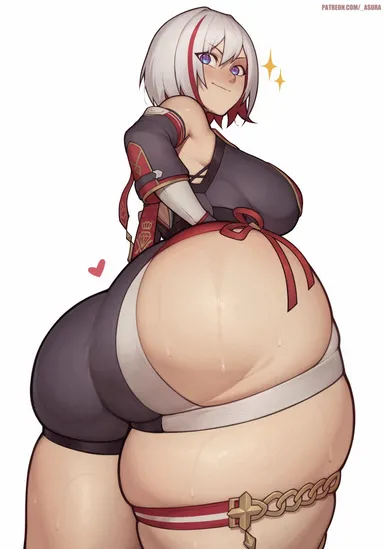 asura (artist), honkai (series), honkai: star rail, topaz (honkai: star rail), 1girls, ass, blue eyes, breasts, cute, dat ass, female, happy, happy female, huge ass, light skin, light-skinned female, short hair, thick thighs, white hair