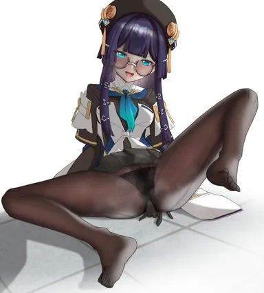 amiacelon, honkai: star rail, mihoyo, pela (honkai: star rail), 1girls, blue eyes, blue hair, blush, female, glasses, imminent masturbation, leggings, panties, pantyhose, presenting pussy, solo, spread legs, steam, steamy pussy, tagme