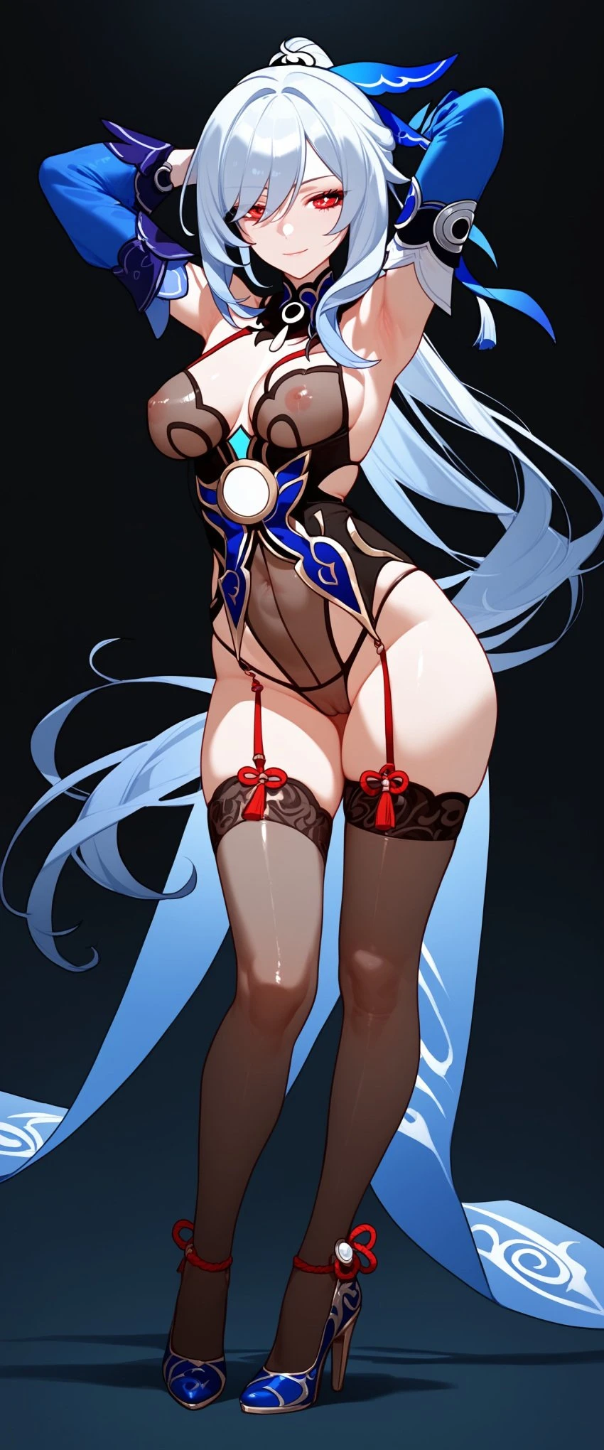 honkai (series), honkai: star rail, jingliu (honkai: star rail), lingerie, mommy, thighs, ai generated