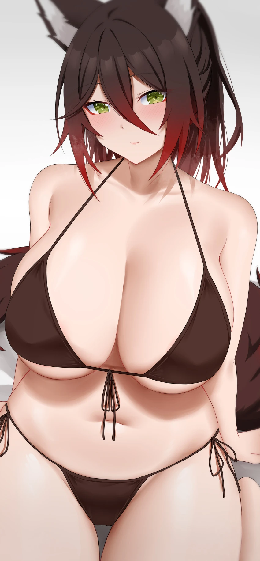 honkai: star rail, tingyun (honkai: star rail), big breasts, bikini, bikini bottom, bikini top, fox ears