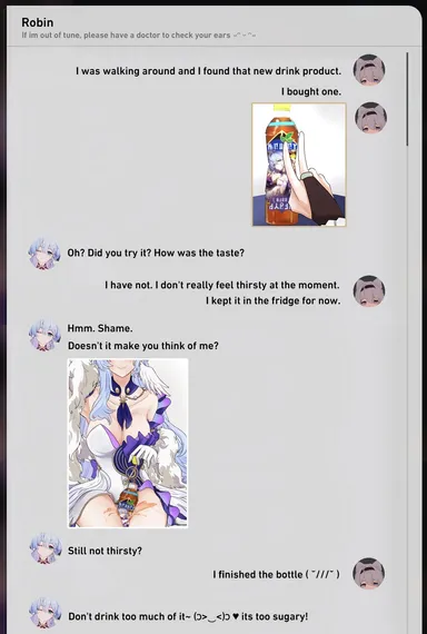 choikfu, honkai: star rail, mihoyo, firefly (honkai: star rail), robin (honkai: star rail), 2girls, between legs, between thighs, bottle, breasts, dress, funny, hairband, peace sign, phone, phone screen, photo, smile, tease, teasing, texting, v, yuri, english text, text