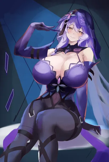 nixie 8808, honkai (series), honkai: star rail, black swan (honkai: star rail), 1girls, card, child bearing hips, cleavage, cleavage cutout, cleavage overflow, female, female focus, female only, holding, holding object, hood, hood up, huge breasts, light skin, light-skinned female, long hair, looking at viewer, massive breasts, smile, smiling, smiling at viewer, thick ass, thick thighs, white hair, wide hips, yellow eyes, tagme