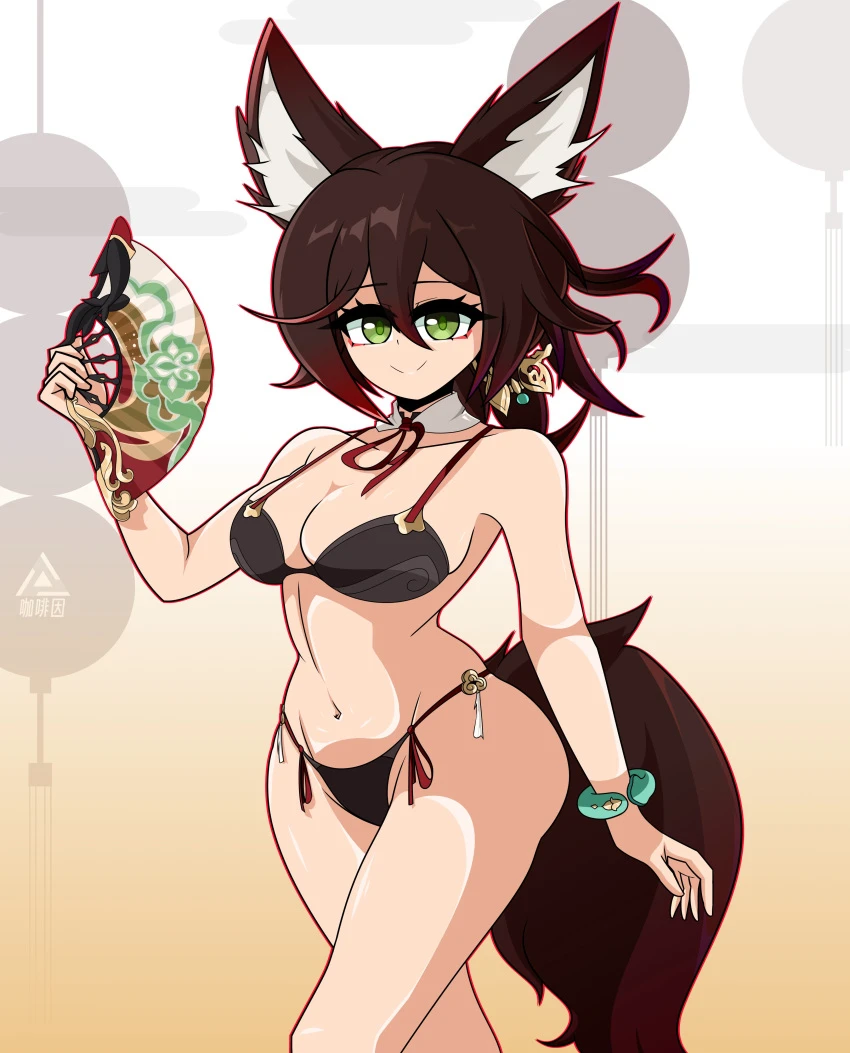 honkai: star rail, tingyun (honkai: star rail), 1girls, big breasts, breasts, fox ears