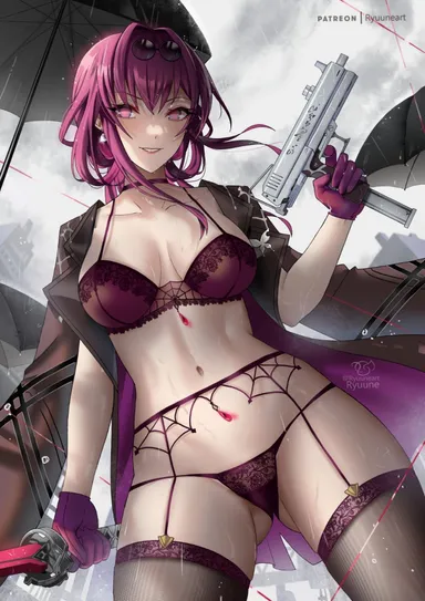 ryuuneart, honkai (series), honkai: star rail, kafka (honkai: star rail), 1girls, adult, adult female, ass, ass cleavage, ass visible from the front, ass visible through thighs, belly, belly button, black bra, black coat, black garter straps, black jacket, black legwear, black lingerie, black panties, black stockings, black thighhighs, black topwear, black underwear, bra, breasts, breedable, busty, busty female, butt crack, butt crack outline, choker, cleavage, cleft of venus, clouds, coat, collarbone, dot nose, earrings, elbows, eyebrows visible through hair, female, female focus, female only, fingers, firearm, garter straps, gloves, grin, groin, gun, hair between eyes, half naked, half nude, happy, head tilt, hourglass figure, jacket, lace bra, lace legwear, lace lingerie, lace panties, lace stockings, lace thighhighs, lace underwear, laced bra, laced panties, laced underwear, large breasts, lean body, lean figure, legs, legwear, light skin, light skin female, light skinned, light skinned female, light-skined female, light-skinned, light-skinned female, lingerie, lips, lipstick, long hair, looking at viewer, looking down, looking down at viewer, mature, mature female, naked, naked female, naked woman, navel, nude, nude female, nudity, open coat, open jacket, open topwear, outdoor, outdoor nudity, outdoors, outside, panties, parted, purple choker, purple eyebrows, purple eyes, purple eyes female, purple gloves, purple hair, purple hair female, pussy, rain, raining, shoulders, sky, slender body, slender waist, slim girl, slim waist, smile, smiley face, smiling, smiling at viewer, smirk, solo, standing, stockings, sunglasses, sunglasses on forehead, sunglasses on head, sword, thick thighs, thighhighs, thighs, thin waist, tilted head, topwear, umbrella, underboob, underwear, upper body, v-line, weapon, white skin, white-skinned female, wide hips, high resolution, highres